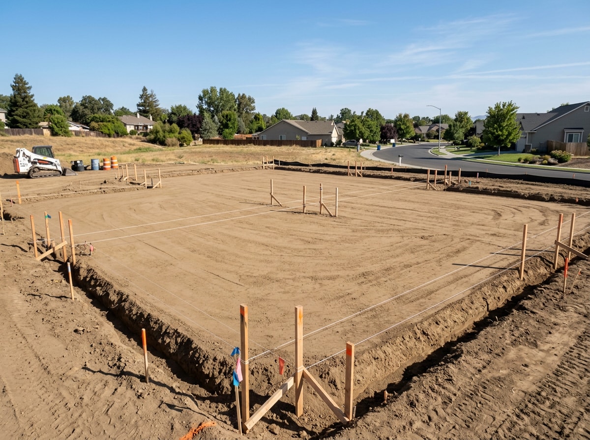 Completed residential excavation and site grading project ready for new construction