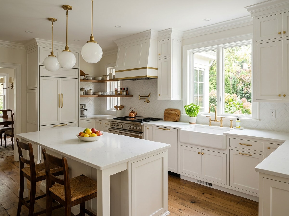 Renovated kitchen with custom cabinetry in a Mountain Brook, AL home