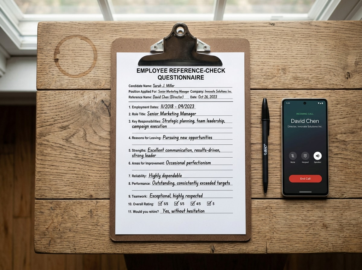 Infographic listing key reference-check questions to ask a contractor's past clients