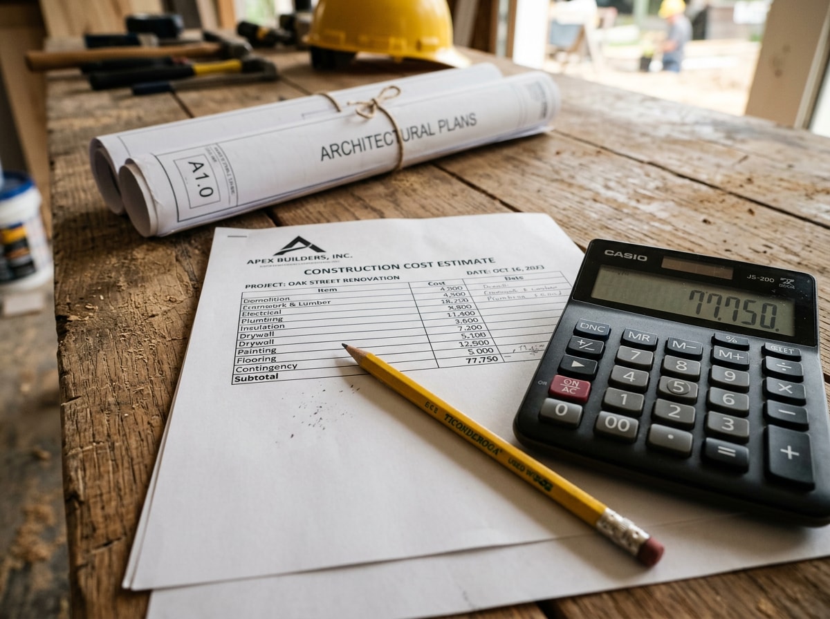 general contractor calculating fee percentage on a project cost estimate