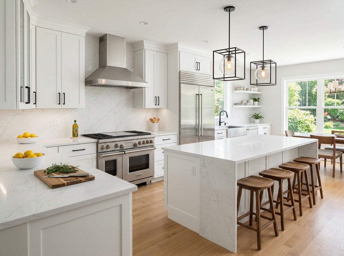 Finished kitchen remodel with new cabinetry and countertops in an upscale home
