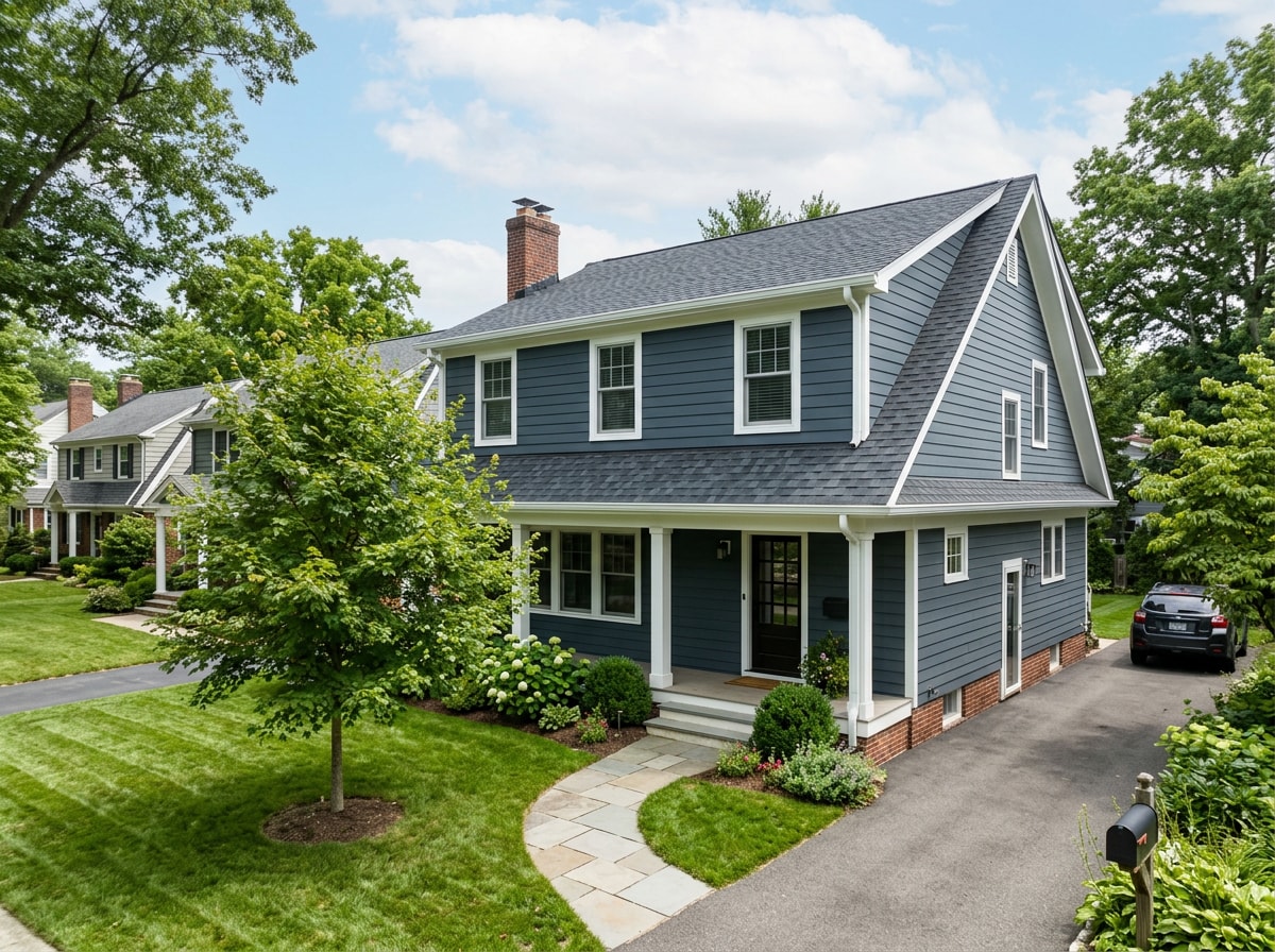 Second-story home addition with a roofline that matches the original house